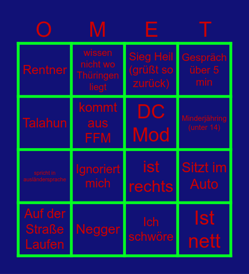 Ome Bingo Card