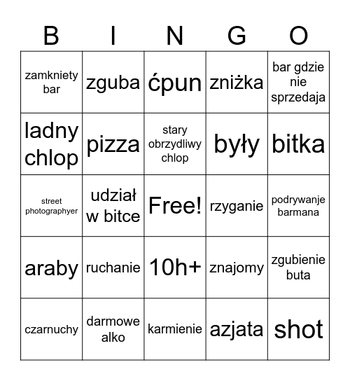 Mariacka Bingo Card