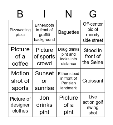 Paris snappy bingo Card