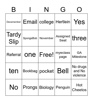 All About Mrs. Hertlein's Class Bingo Card