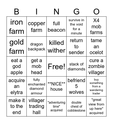 Skyblock Bingo Card