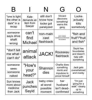 Season 2 bingo Card