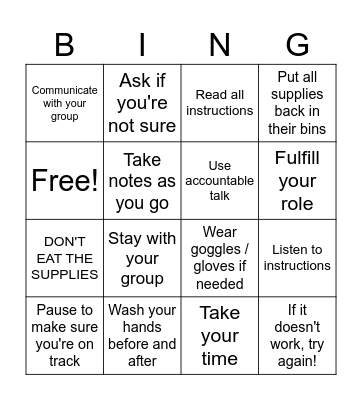 Lab Best Practices Bingo Card