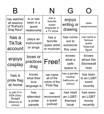 LGBT TEEN BINGO Card