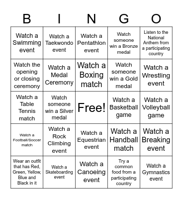 2024 S&QA Olympics Bingo Card