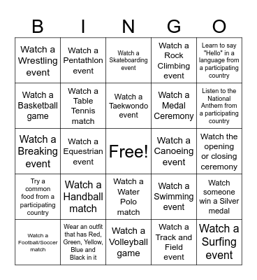 2024 S&QA Olympics Bingo Card