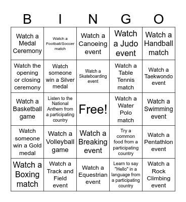 2024 S&QA Olympics Bingo Card