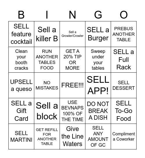 SERVER BINGO Card