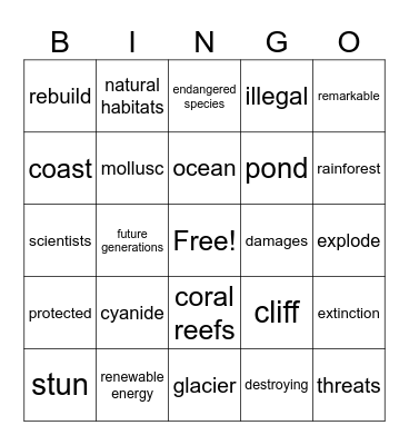 Wonders of Nature Bingo Card