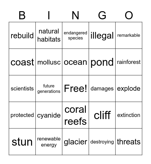 Wonders of Nature Bingo Card