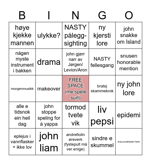 KARMØY BINGO 2024!!! Bingo Card