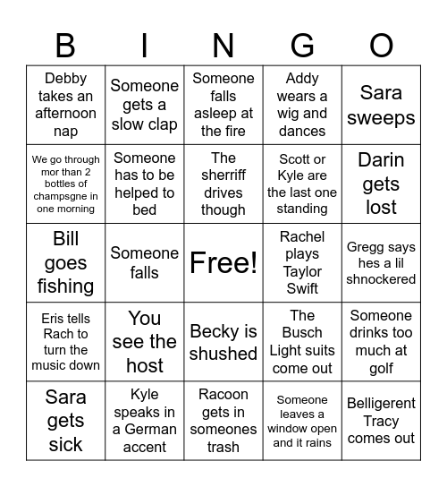 Clear Lake 24 Bingo Card