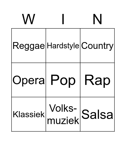 Muziekbingo  Bingo Card