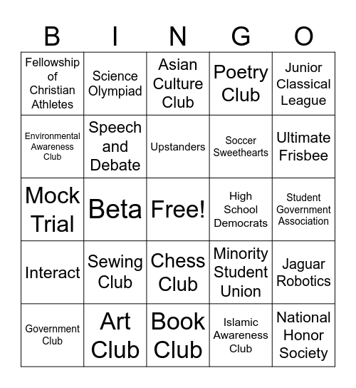 Chart your Course! Bingo Card