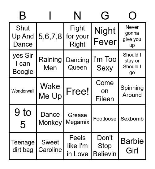 Bongo Bingo Card