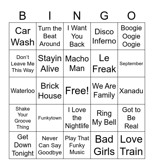 DISCO INFERNO Bingo Card