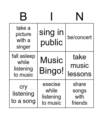 Present Perfect BINGO Card