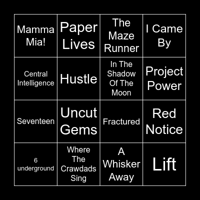 Movies Bingo Card