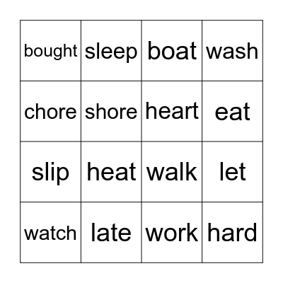 English Pronunciation! Bingo Card