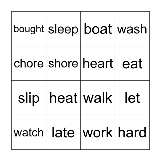 English Pronunciation! Bingo Card