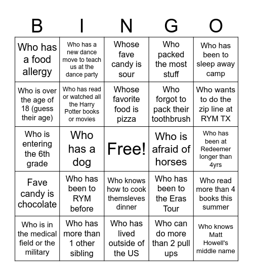 Car chat bingo: chat with someone who... Bingo Card