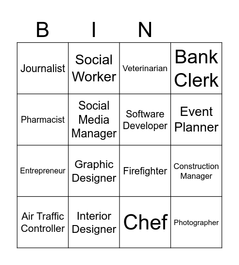 JOBS Bingo Card