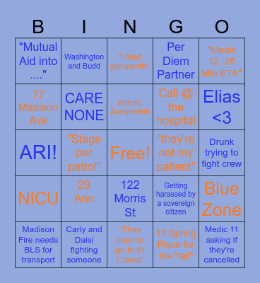 EMS 4/5 Bingo! Bingo Card