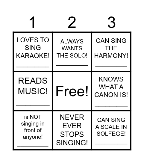 SINGO BINGO Card