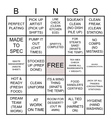 GAMETIME BINGO Card