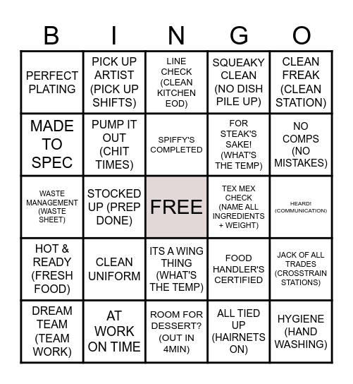 GAMETIME BINGO Card