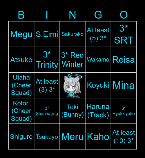 BLUE ARCHIVE 3RD ANNIVERSARY PULLS Bingo Card