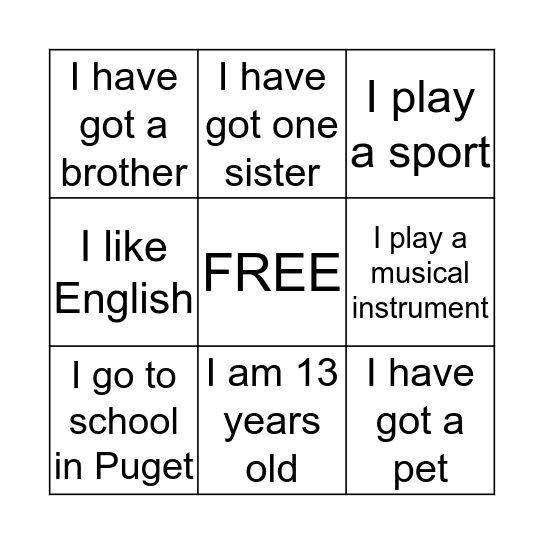 Getting to know each other  Bingo Card