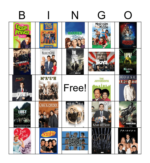 TV Shows Bingo Card