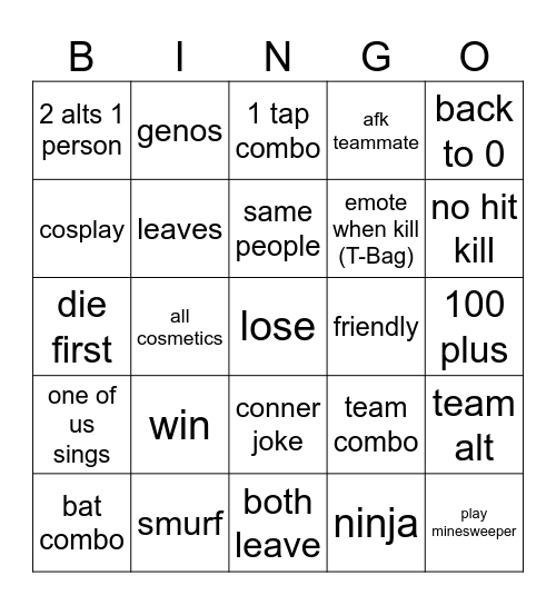 strongest battlegrounds Bingo Card