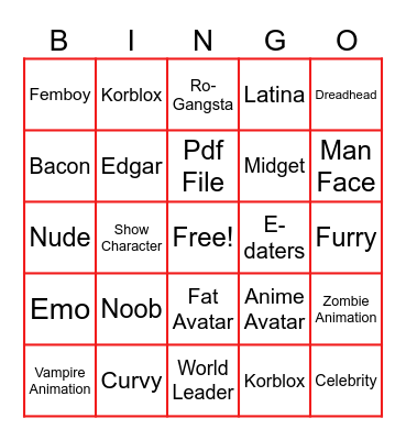 Roblox Bingo Card