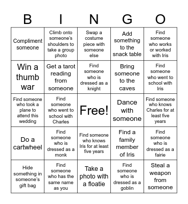 Wedding Bingo Card