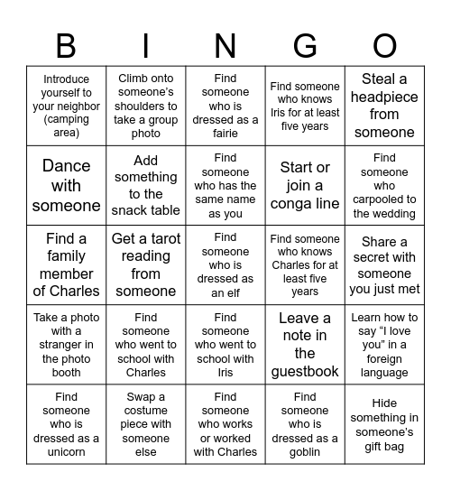 Wedding Bingo - English Bingo Card