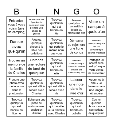 Wedding Bingo - French Bingo Card