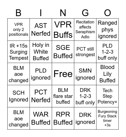 Savage Patch Bingo Card