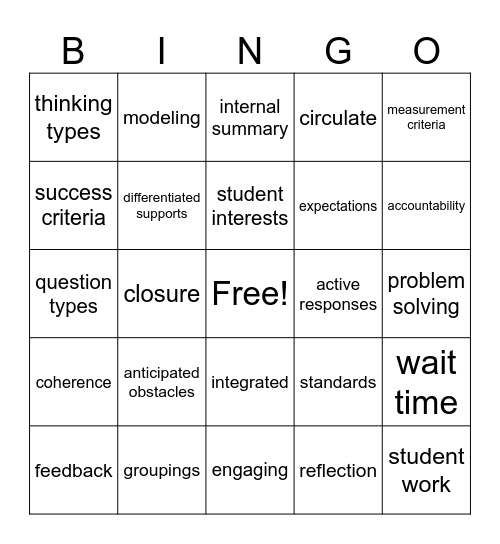 LEADs Bingo Card