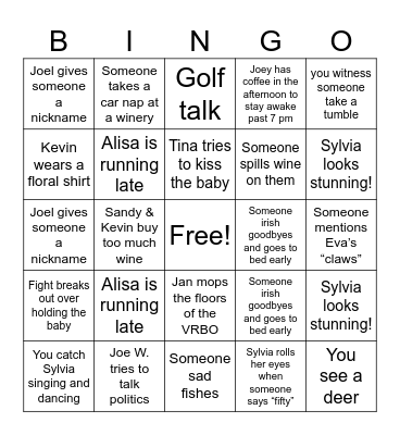 Sylvia's Birthday Bingo Card