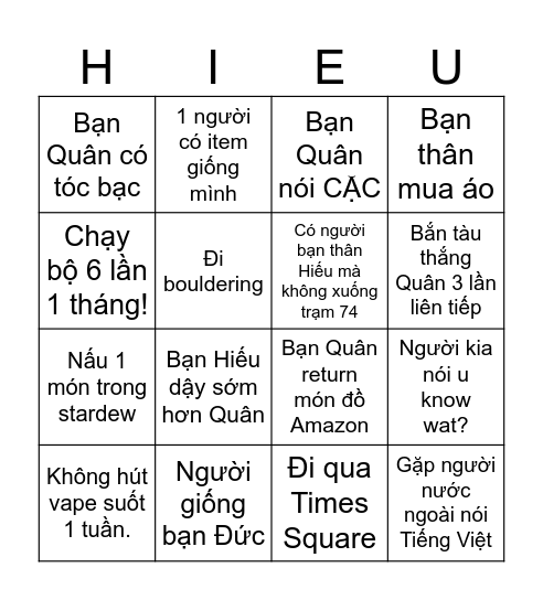 Bingooo Bingo Card