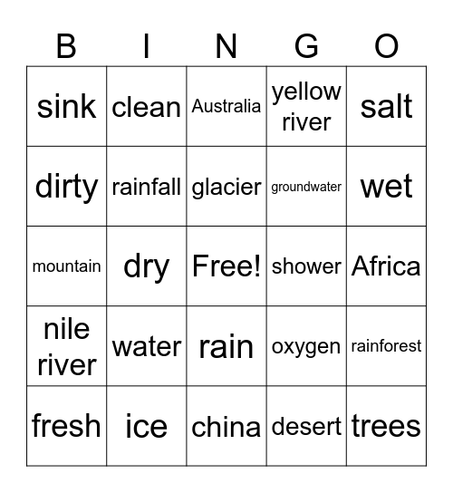 water Bingo Card