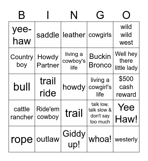 Boots & Dukes Party Bus Extravaganza Bingo Card