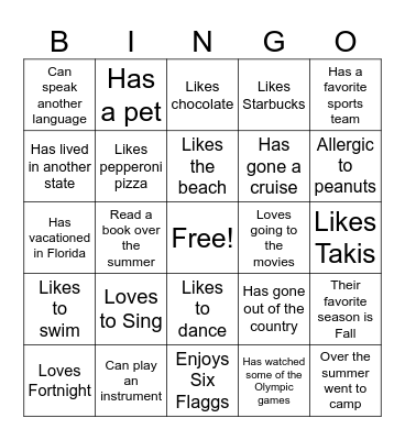 Who Can You Find? Bingo Card