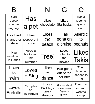 Who Can You Find? Bingo Card