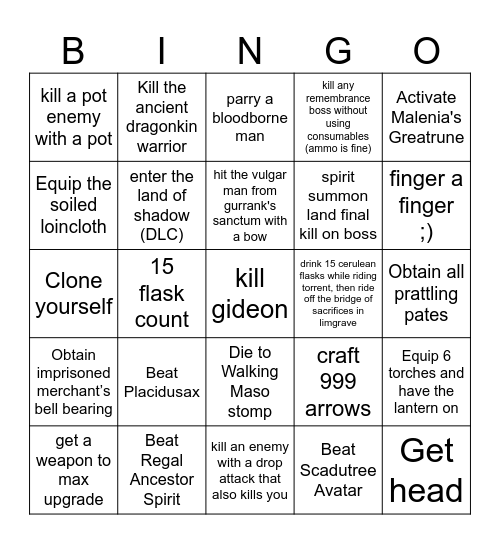 Elden Bing Bingo Card