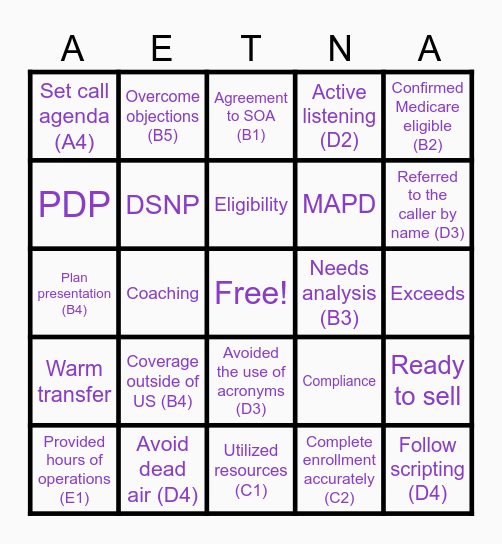 QA Bingo Card