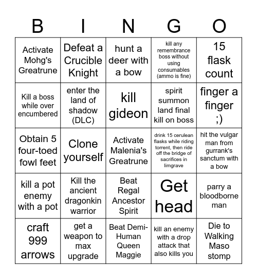 Elden Bing Bingo Card