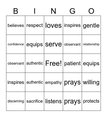 Shepherding Bingo Card